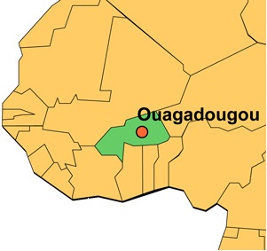 Karte von Westafrika mit Ouagadougou